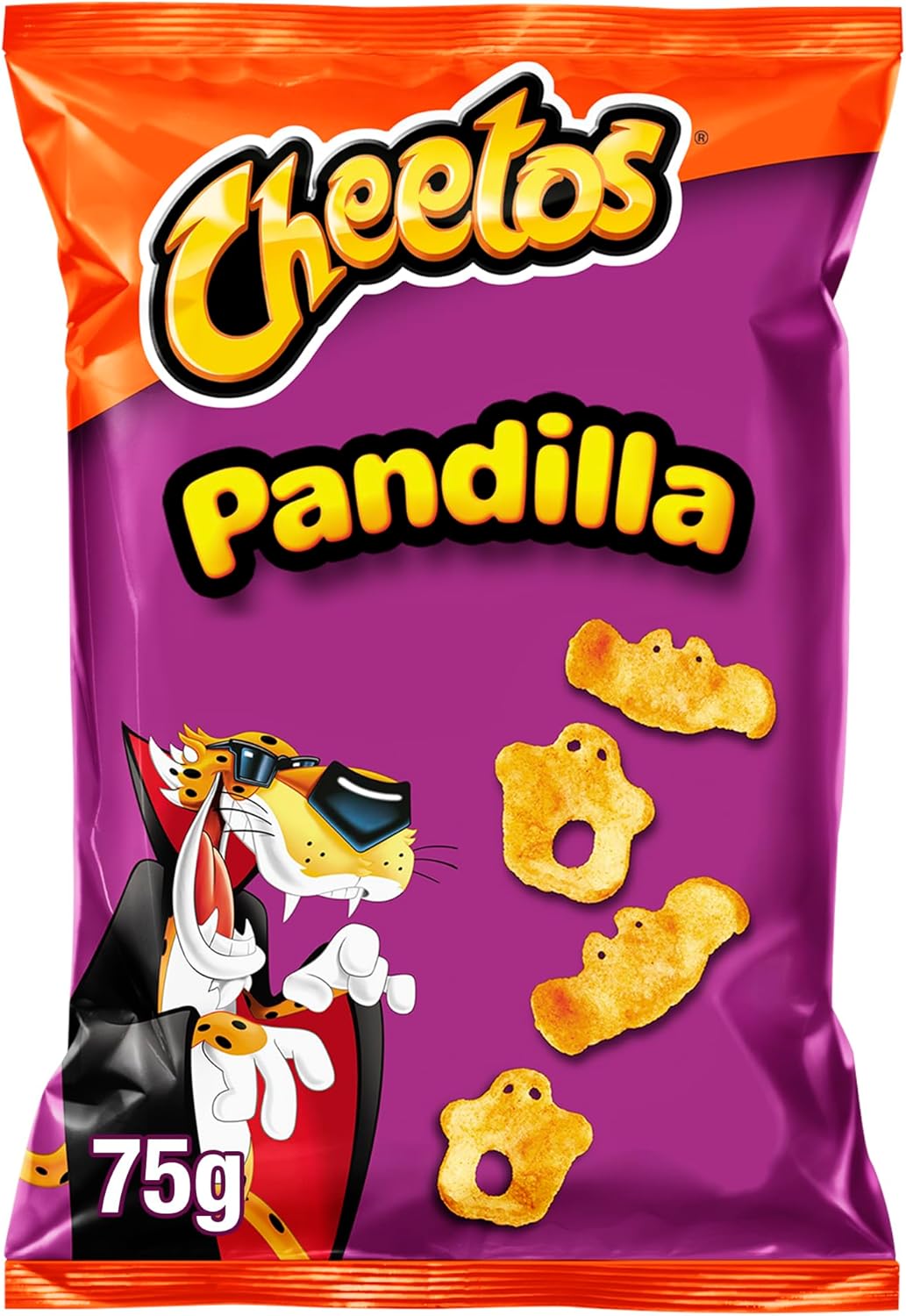 71gtUr2TNvL._AC_SL1500_ Cheetos Pandilla, Producto de Aperitivo, Snack sabor a Queso con forma de fantasmas, bolsa individual, 75gr - Imagen 1