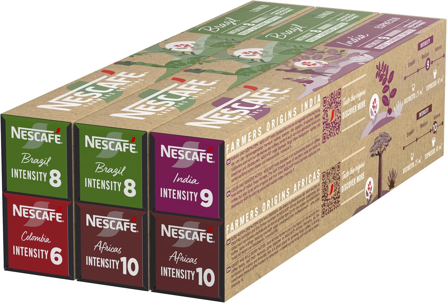 81IbsN6HiwL._AC_SL1500_ NESCAFÉ Farmers Origins Paquete Variado - Cápsulas de café de diferentes orígenes, con granos de arábica y robusta de tueste medio 6 x 10 (60 cápsulas) - Exclusivo de Amazon - Imagen 1