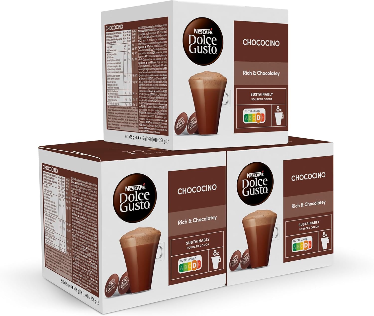 81vhz9Pl1jL._AC_SL1500_ NESCAFÉ Dolce Gusto Chococino - Cápsulas de Café, 48 Cápsulas (3x16) - 24 Tazas de Café (2 cáps. por taza) - Bebida chocolateada - Originales para cafeteras Dolce Gusto - Imagen 1