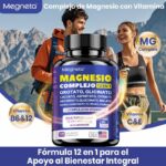 Megneta Magnesio Complex 12-en-1  120 Cápsulas  Citrato + Glicinato+Malato Fórmula de Magnesio de Alta Calidad para Uso Diario - Imagen 2