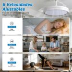 60W LED 30W MOTOR DC Ventilador de Techo LED Silencioso: Motor Reversible, 6 Velocidades, Control Remoto