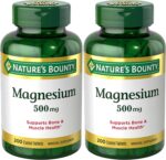 Nature's Bounty Suplementos de magnesio de 500 mg comprimidos, apoya la salud ósea y muscular, 200 unidades (paquete de 2)